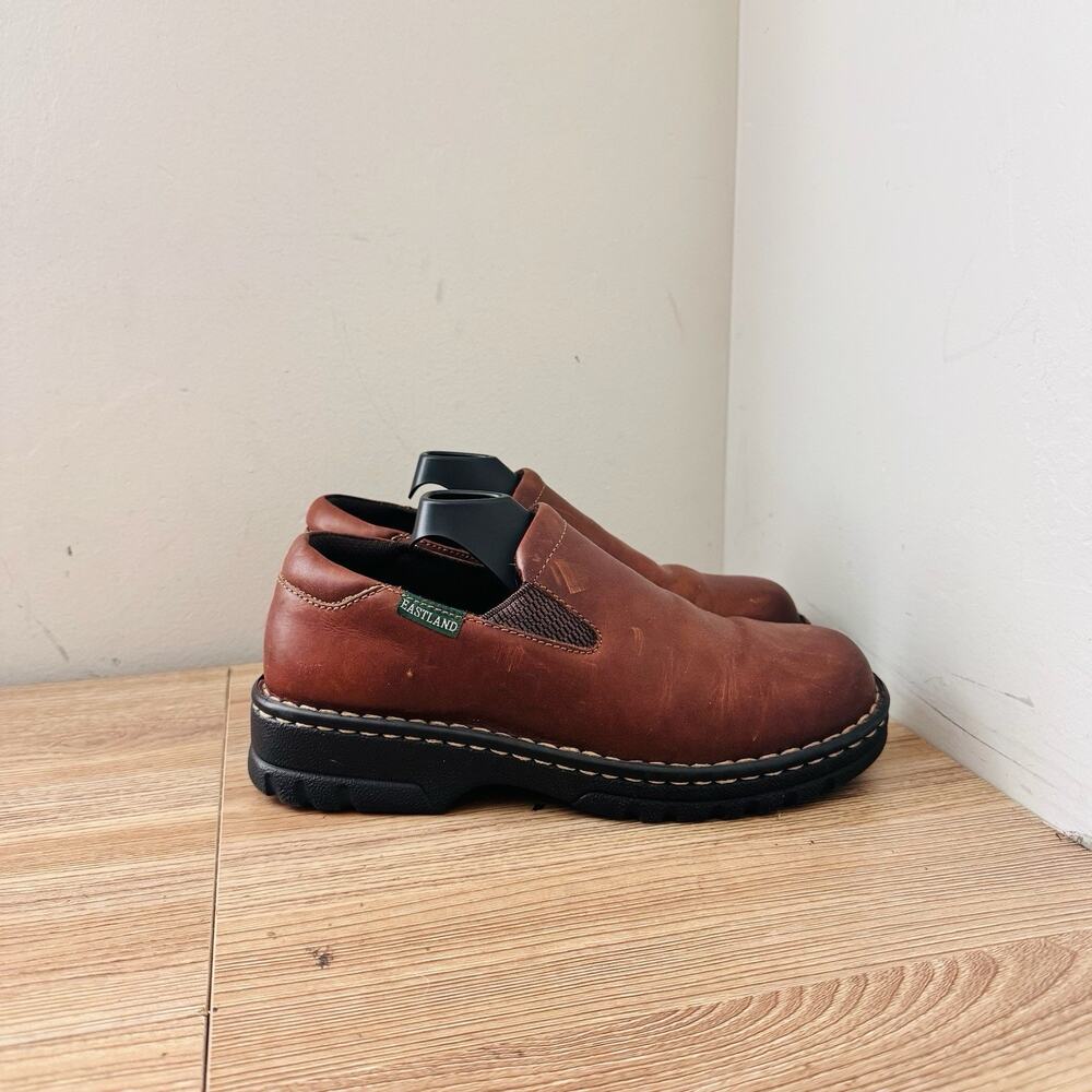 Eastland Newport Tan Leather Women’s Slip On Shoes Size 7 Wide - Picture 5 of 11